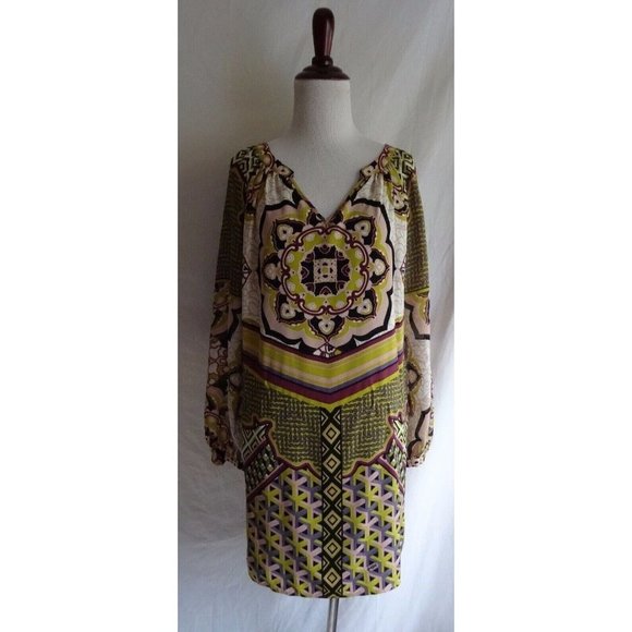 Hale Bob Colorful Silk Boho Artsy Print Shift Dress - Size XXS - Picture 2 of 12